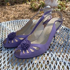 Vintage 80s Foro Evin Purple Strappy Heels Size 7.5 B Narrow Made in Italy